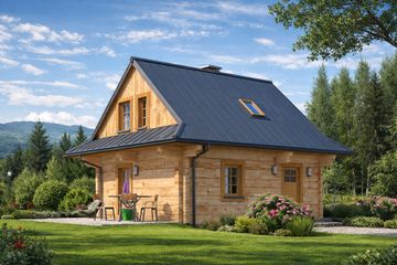  Projekt domu L-38 Dom nowa z bali (BBD1055) - projekt domu parterowego z poddaszem - Zdjęcie 2