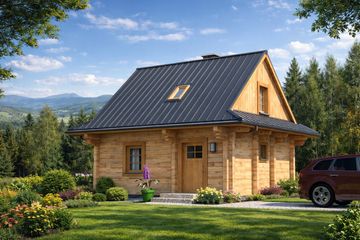  Projekt domu L-38 Dom nowa z bali (BBD1055) - projekt domu parterowego z poddaszem - Zdjęcie 3