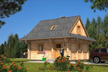  Projekt domu L-38 Dom nowa z bali (BBD1055) - projekt domu parterowego z poddaszem - Zdjęcie 3