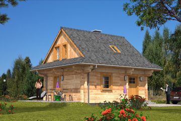  Projekt domu L-38 Dom nowa z bali (BBD1055) - projekt domu parterowego z poddaszem - Zdjęcie 4