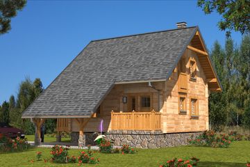  Projekt domu L-39 Dom z bali (BBD1057) - projekt domu parterowego z poddaszem - Zdjęcie 2