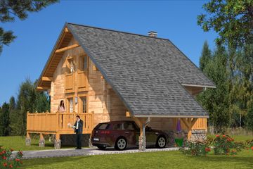  Projekt domu L-39 Dom z bali (BBD1057) - projekt domu parterowego z poddaszem - Zdjęcie 1