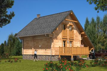  Projekt domu L-39 Dom z bali (BBD1057) - projekt domu parterowego z poddaszem - Zdjęcie 3