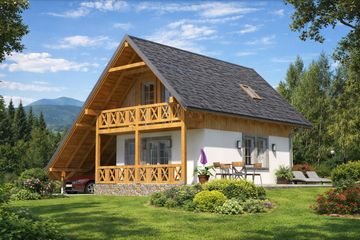  Projekt domu L-43 Dom ciemna szkieletowy (BBD1062) - projekt domu parterowego z poddaszem - Zdjęcie 1