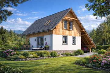  Projekt domu L-43 Dom ciemna szkieletowy (BBD1062) - projekt domu parterowego z poddaszem - Zdjęcie 3
