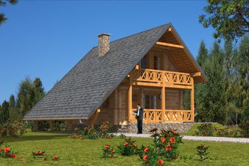  Projekt domu L-43 Dom ciemna z bali (BBD1063) - projekt domu parterowego z poddaszem - Zdjęcie 2
