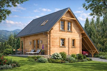  Projekt domu L-43 Dom ciemna z bali (BBD1063) - projekt domu parterowego z poddaszem - Zdjęcie 3