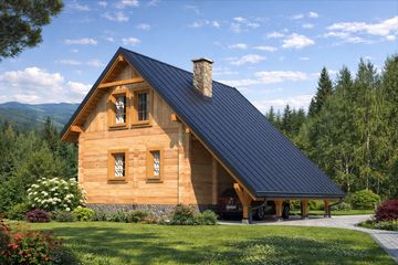  Projekt domu L-43 Dom ciemna z bali (BBD1063) - projekt domu parterowego z poddaszem - Zdjęcie 4