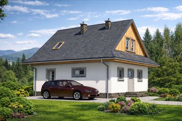  Projekt domu L-44 Dom biała szkieletowy (BBD1064) - projekt domu parterowego z poddaszem - Zdjęcie 3