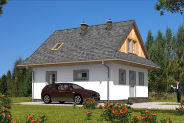  Projekt domu L-44 Dom biała szkieletowy (BBD1064) - projekt domu parterowego z poddaszem - Zdjęcie 3