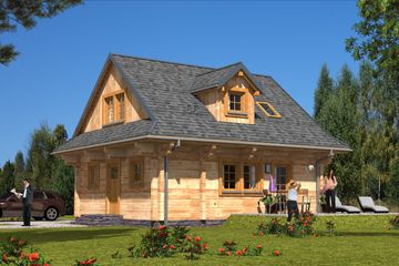  Projekt domu L-44 Dom biała z bali (BBD1065) - projekt domu parterowego z poddaszem - Zdjęcie 2
