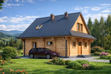  Projekt domu L-44 Dom biała z bali (BBD1065) - projekt domu parterowego z poddaszem - Zdjęcie 3