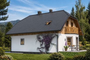 Projekt domu L-50 Dom zielona murowany - parterowy z poddaszem dom o powierzchni 139,30 m², dach naczółkowy - ujęcie 3