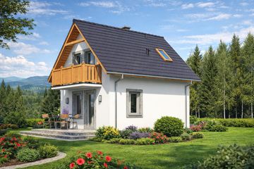  Projekt domu L-56 Dom kresowa murowany (BBD1076) - projekt domu parterowego z poddaszem - Zdjęcie 2