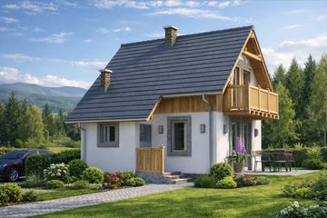  Projekt domu L-56 Dom kresowa szkieletowy (BBD1077) - projekt domu parterowego z poddaszem - Zdjęcie 1