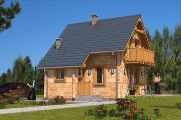  Projekt domu L-56 Dom kresowa z bali (BBD1078) - projekt domu parterowego z poddaszem - Zdjęcie 1