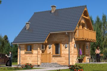  Projekt domu L-56 Dom kresowa z bali (BBD1078) - projekt domu parterowego z poddaszem - Zdjęcie 1