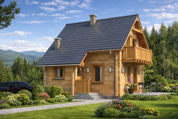  Projekt domu L-56 Dom kresowa z bali (BBD1078) - projekt domu parterowego z poddaszem - Zdjęcie 1