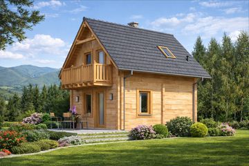  Projekt domu L-56 Dom kresowa z bali (BBD1078) - projekt domu parterowego z poddaszem - Zdjęcie 2