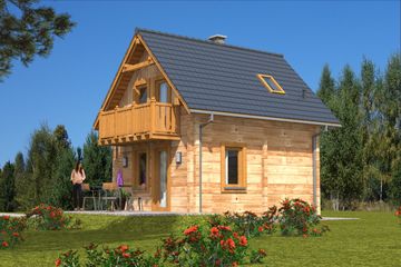  Projekt domu L-56 Dom kresowa z bali (BBD1078) - projekt domu parterowego z poddaszem - Zdjęcie 2