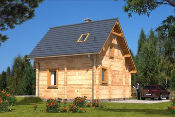  Projekt domu L-56 Dom kresowa z bali (BBD1078) - projekt domu parterowego z poddaszem - Zdjęcie 4