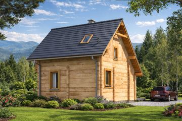  Projekt domu L-56 Dom kresowa z bali (BBD1078) - projekt domu parterowego z poddaszem - Zdjęcie 4