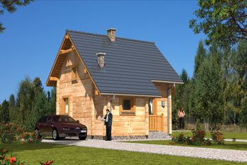  Projekt domu L-56 Dom kresowa z bali (BBD1078) - projekt domu parterowego z poddaszem - Zdjęcie 3