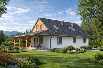  Projekt domu L-57 Dom ogrodowa szkieletowy (BBD1079) - projekt domu parterowego z poddaszem - Zdjęcie 3