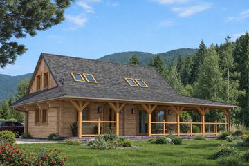  Projekt domu L-57 Dom ogrodowa z bali (BBD1080) - projekt domu parterowego z poddaszem - Zdjęcie 2