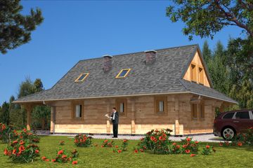  Projekt domu L-57 Dom ogrodowa z bali (BBD1080) - projekt domu parterowego z poddaszem - Zdjęcie 3