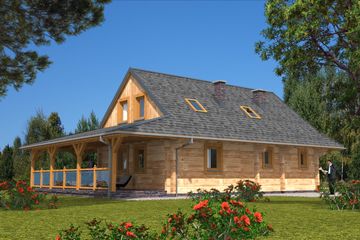  Projekt domu L-57 Dom ogrodowa z bali (BBD1080) - projekt domu parterowego z poddaszem - Zdjęcie 4