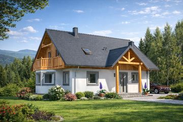  Projekt domu L-58 Dom zimowa szkieletowy (BBD1081) - projekt domu parterowego z poddaszem - Zdjęcie 1