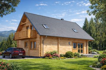  Projekt domu L-58 Dom zimowa - z bali (BBD1082) - projekt domu parterowego z poddaszem - Zdjęcie 4
