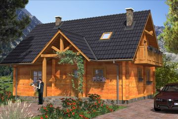  Projekt domu L-58 Dom zimowa - z bali (BBD1082) - projekt domu parterowego z poddaszem - Zdjęcie 1