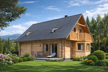  Projekt domu L-58 Dom zimowa - z bali (BBD1082) - projekt domu parterowego z poddaszem - Zdjęcie 3