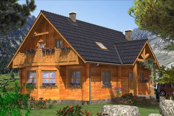  Projekt domu L-58 Dom zimowa - z bali (BBD1082) - projekt domu parterowego z poddaszem - Zdjęcie 2