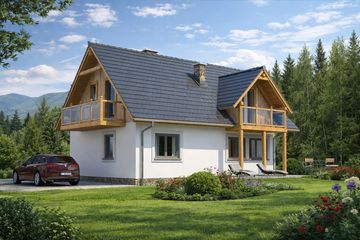  Projekt domu L-60 Dom letnia szkieletowy (BBD1085) - projekt domu parterowego z poddaszem - Zdjęcie 2