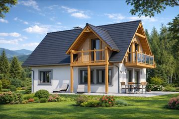  Projekt domu L-60 Dom letnia szkieletowy (BBD1085) - projekt domu parterowego z poddaszem - Zdjęcie 1