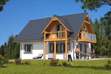  Projekt domu L-60 Dom letnia szkieletowy (BBD1085) - projekt domu parterowego z poddaszem - Zdjęcie 1