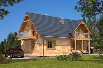  Projekt domu L-60 Dom z bali (BBD1086) - projekt domu parterowego z poddaszem - Zdjęcie 2