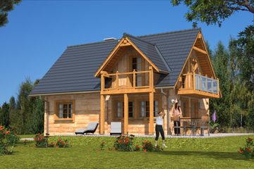  Projekt domu L-60 Dom z bali (BBD1086) - projekt domu parterowego z poddaszem - Zdjęcie 1