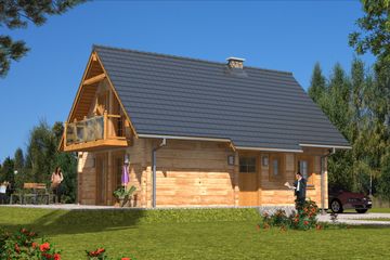  Projekt domu L-60 Dom z bali (BBD1086) - projekt domu parterowego z poddaszem - Zdjęcie 3