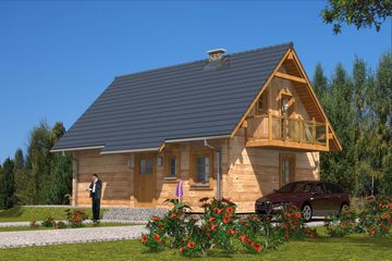  Projekt domu L-60 Dom z bali (BBD1086) - projekt domu parterowego z poddaszem - Zdjęcie 4