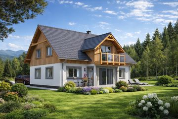  Projekt domu L-70 Dom wesoła szkieletowy (BBD1096) - projekt domu parterowego z poddaszem - Zdjęcie 2