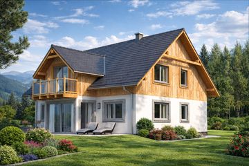  Projekt domu L-70 Dom wesoła szkieletowy (BBD1096) - projekt domu parterowego z poddaszem - Zdjęcie 1