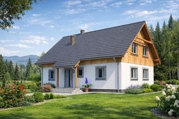  Projekt domu L-70 Dom wesoła szkieletowy (BBD1096) - projekt domu parterowego z poddaszem - Zdjęcie 3