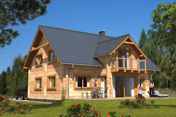  Projekt domu L-70 Dom z bali (BBD1097) - projekt domu parterowego z poddaszem - Zdjęcie 2