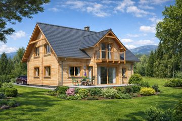  Projekt domu L-70 Dom z bali (BBD1097) - projekt domu parterowego z poddaszem - Zdjęcie 2