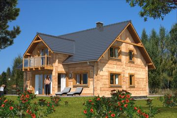  Projekt domu L-70 Dom z bali (BBD1097) - projekt domu parterowego z poddaszem - Zdjęcie 1