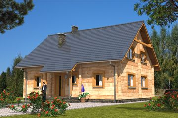  Projekt domu L-70 Dom z bali (BBD1097) - projekt domu parterowego z poddaszem - Zdjęcie 3